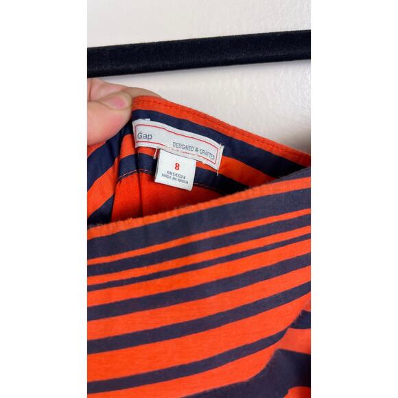 Gap Orange and Navy Blue Striped Maxi Dress with Pockets Size 8 - Picture 3 of 3